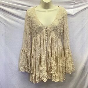 Free people lace bell sleeve mini dress.